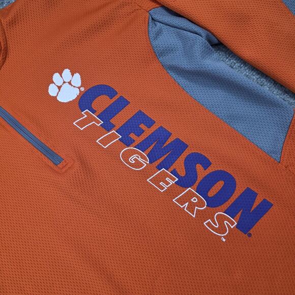 Clemson Tigers Shirt Mens Medium Orange Gray NCAA Football Quarter Zip Pullover - Picture 12 of 16